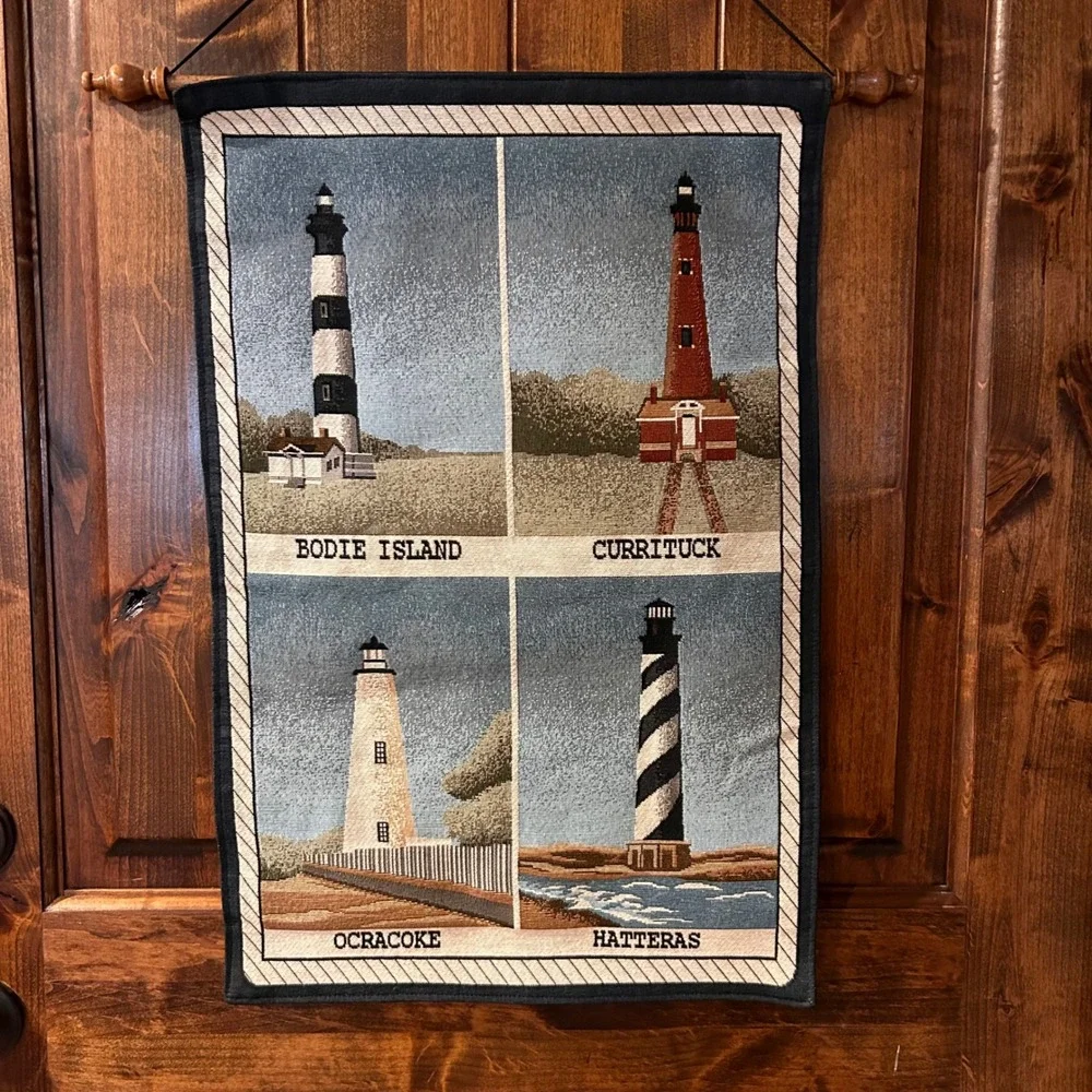 North Carolina Lighthouse Tapestry Wall‎ Hanging Coastal Nautical Decor